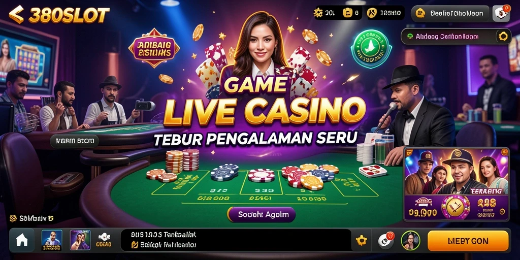 Screenshot gameplay Live Casino di 380SLOT dengan dealer profesional.