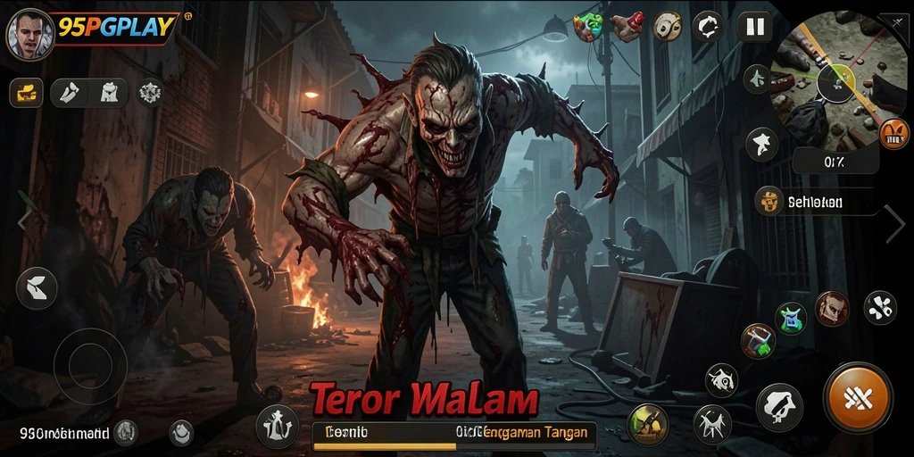 Screenshot gameplay menunjukkan suasana menakutkan dengan efek visual yang memikat.