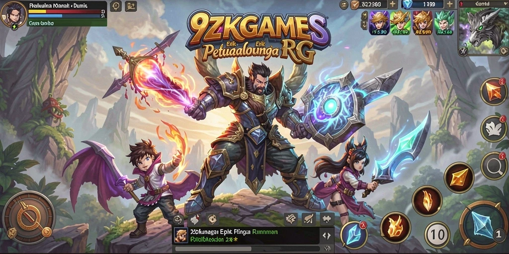 Screenshot gameplay menampilkan pertarungan mendebarkan di dunia RPG.