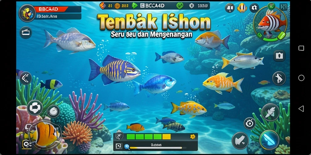 Tampilan seru dari gameplay Tembak Ikan BBCA4D yang penuh warna.