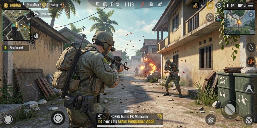 Gameplay HOKI65 menampilkan aksi tembak-menembak yang intens.