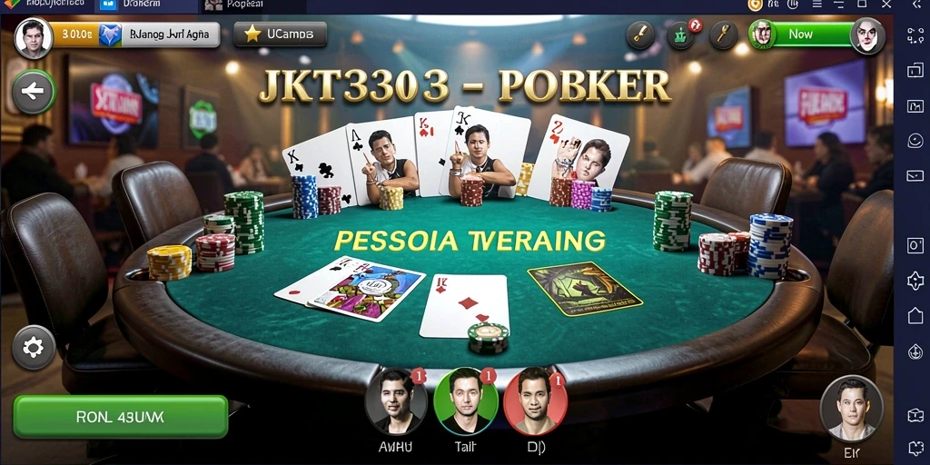 Screenshot gameplay JKT303 menunjukkan aksi mendebarkan dalam Poker.