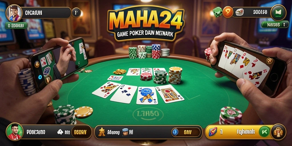 Tampilan screenshot gameplay Poker di MAHA24 yang seru dan interaktif.