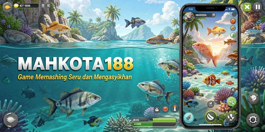 Screenshot gameplay MAHKOTA188 menampilkan aksi memancing yang menarik.