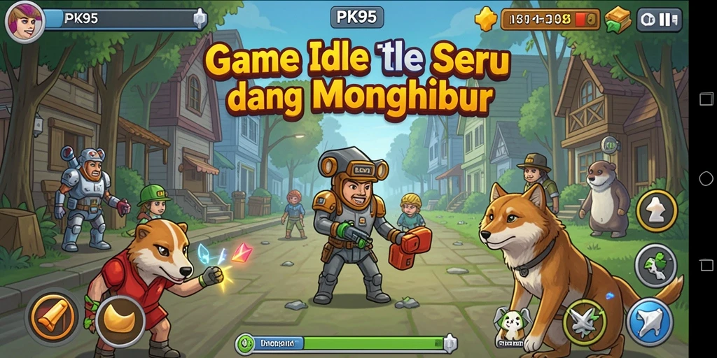 Tampilan gameplay PK95 yang menawan dengan elemen Idle yang menarik.