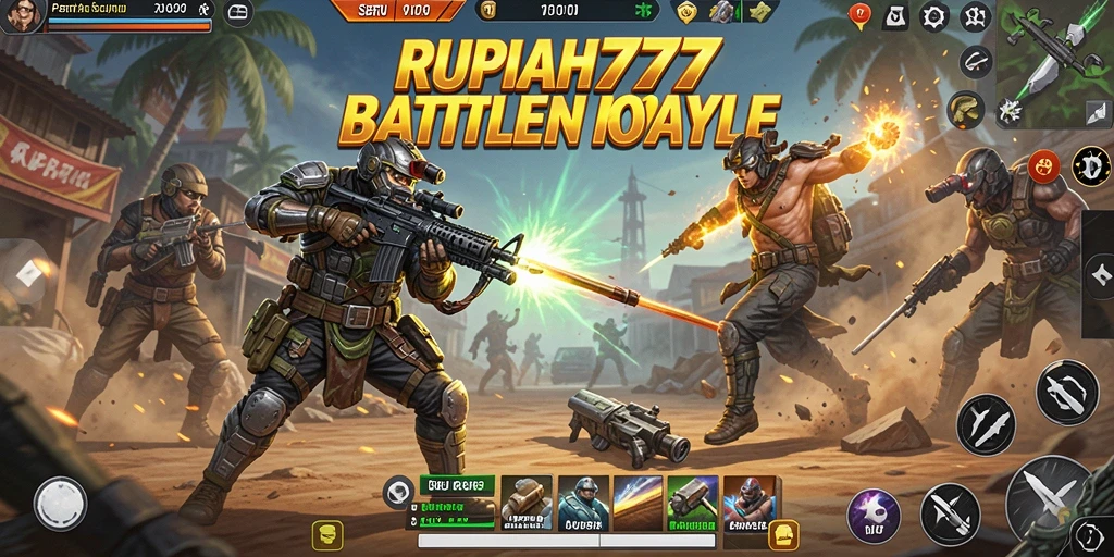 Tangkapan layar gameplay RUPIAH777, menunjukkan aksi pertempuran Battle Royale.