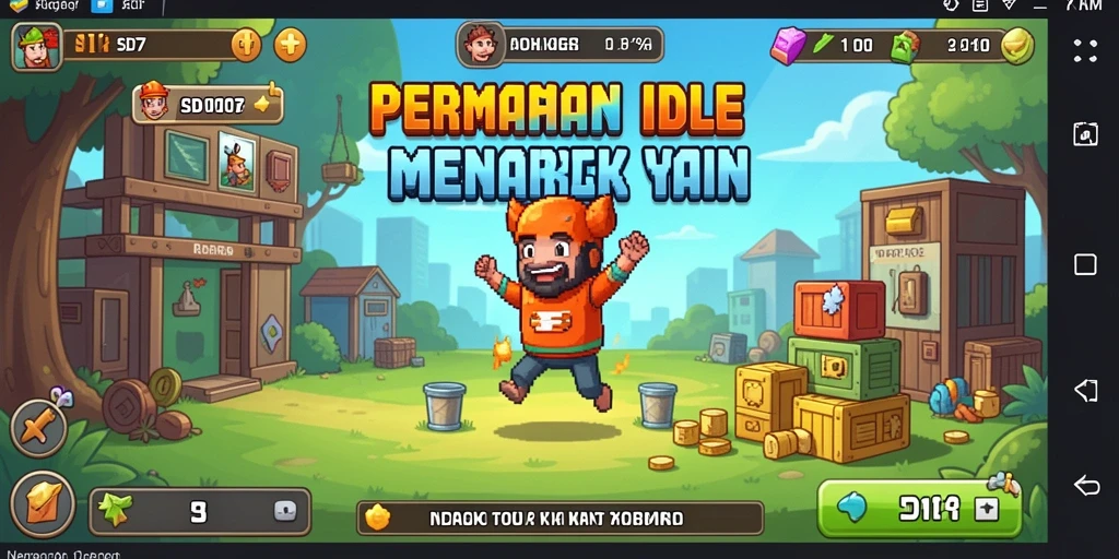 Screenshot gameplay SD107 menampilkan kemajuan otomatis karakter dalam misi Idle.