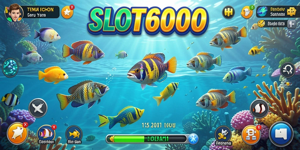Screenshot gameplay SLOT6000 menampilkan aksi Tembak Ikan seru.