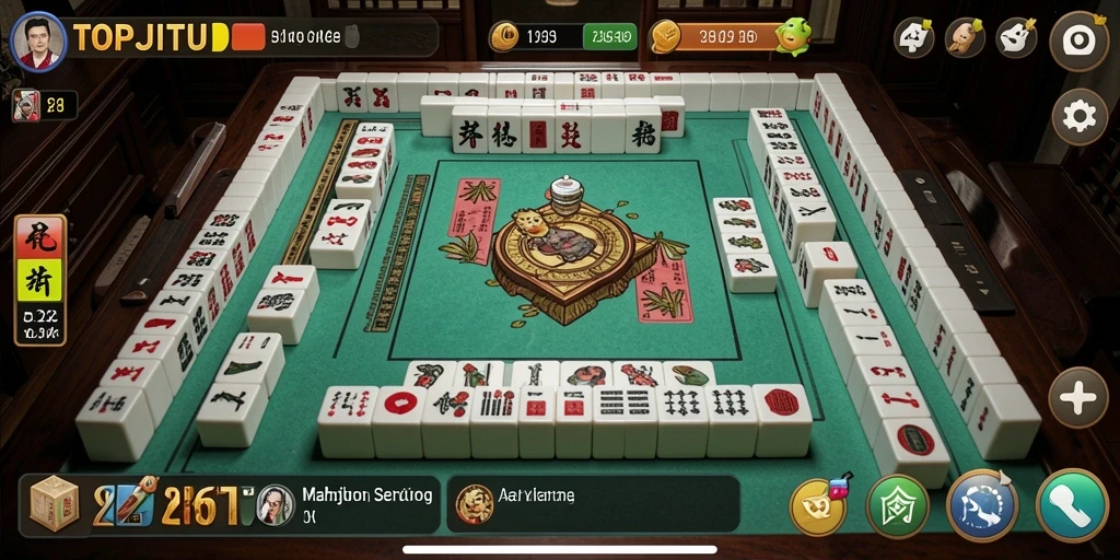 Tangkapan layar gameplay yang menyenangkan dari TOPJITU Mahjong.